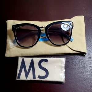 Toms Sunglasses, Grey-Black Radiant with Powder Blue & Gold Accents- NWOT